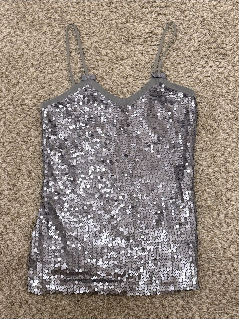 Y2K mcbling preppy sequins gray silver Candie’s tank top